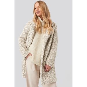 NA-KD Leopard Faux Fur Jacket Long Size Small